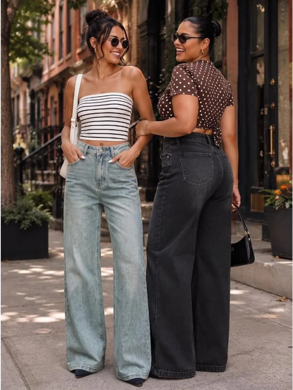 Women's Light Blue Denim Y2k Straight Leg Button Zipper High Waisted Baggy Jeans